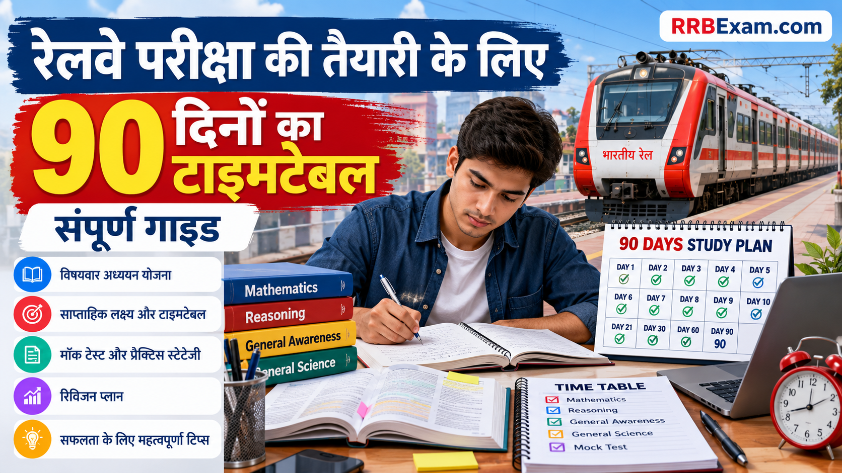 रेलवे परीक्षा की तैयारी के लिए 90 दिनों का टाइमटेबल
