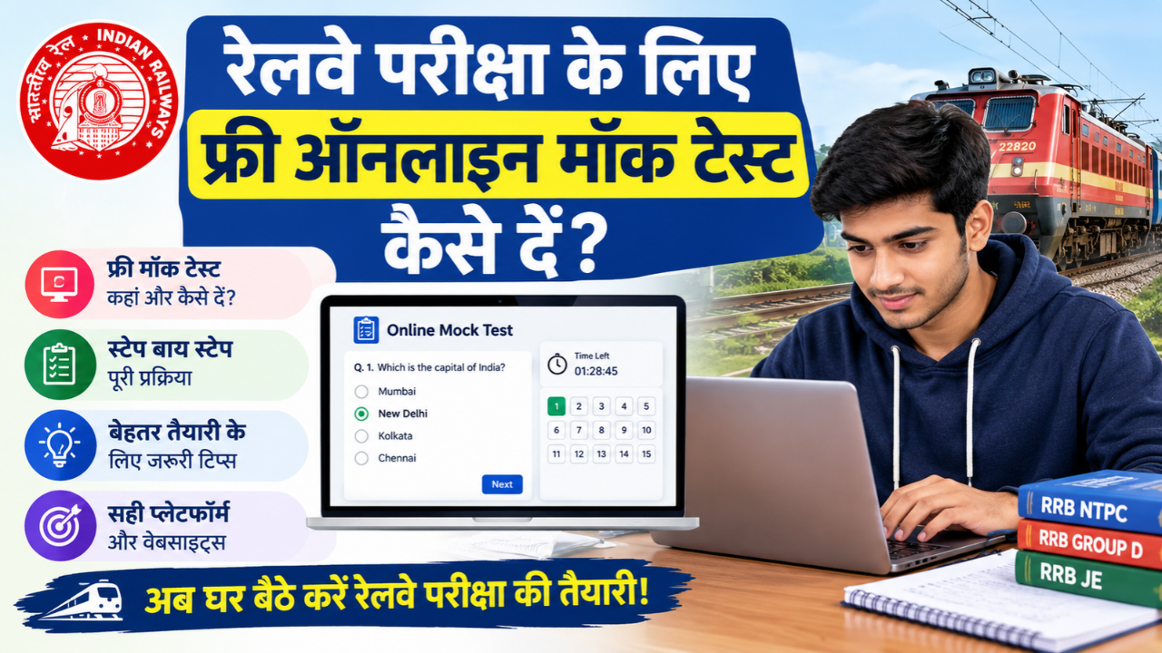 रेलवे परीक्षा के लिए फ्री ऑनलाइन मॉक टेस्ट कैसे दें? जानें पूरी प्रक्रिया
