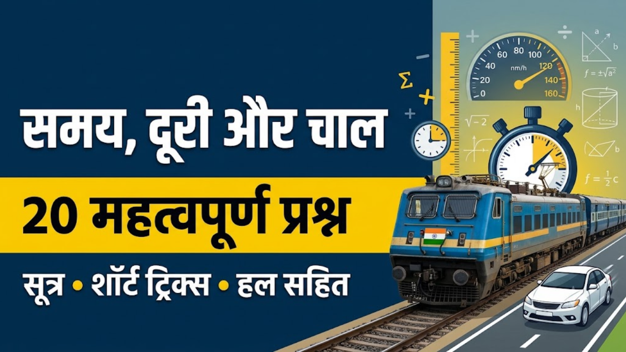 समय, दूरी और चाल के महत्वपूर्ण प्रश्न उत्तर सहित